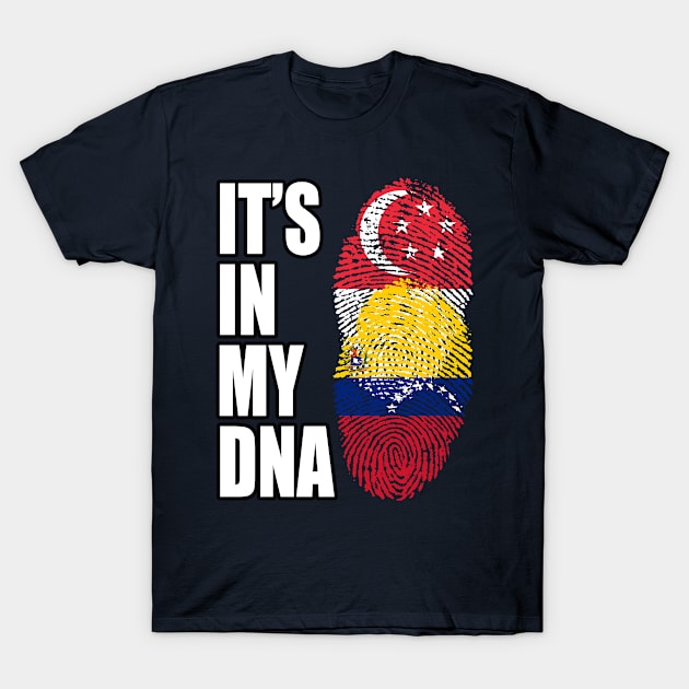 Singaporean And Venezuelan Vintage Heritage DNA Flag T-Shirt by Just Rep It!!